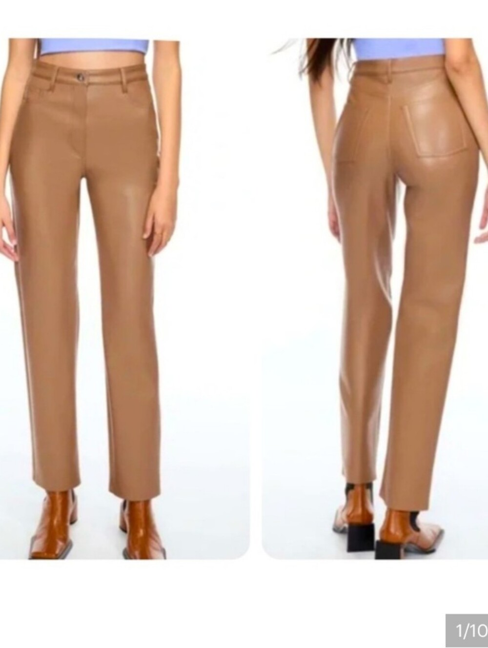 Aritzia Wilfred Melina Vegan Faux Leather Pants Carmel Tan Size 6